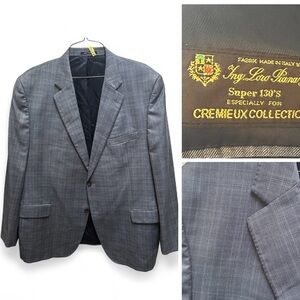 Daniel Cremieux Denver Model Blazer Ing Loro Piana Wool Gray Plaid Size 50L